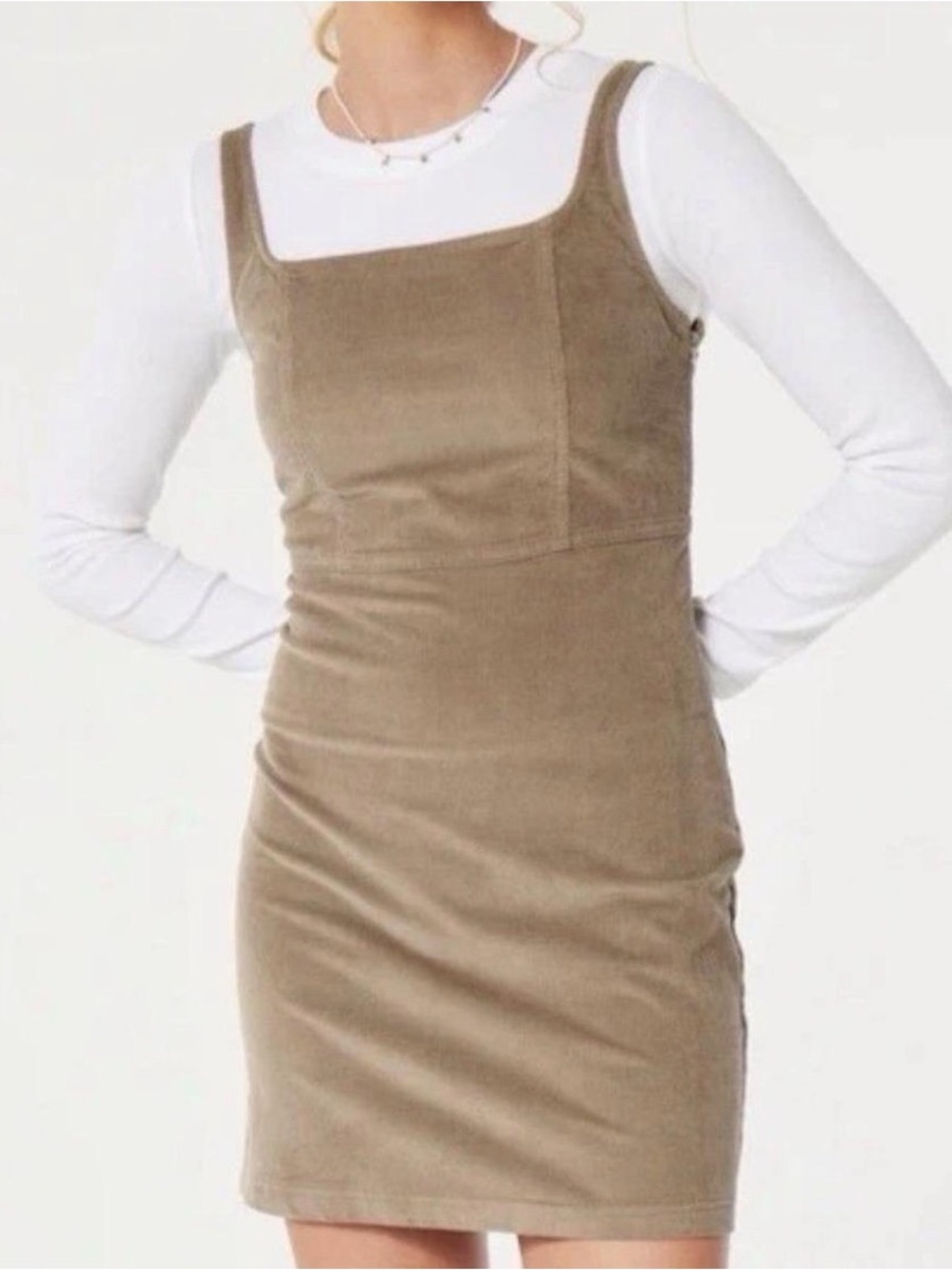 NWT Hollister Tan Brown Square-Neck Mini Dress